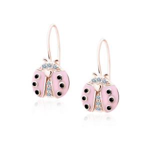 Cercei argint  buburuza roz cu pietre rose gold Ladybug DiAmanti Z1804JRG_P-DIA (Argint 925‰ 1,5 g.)